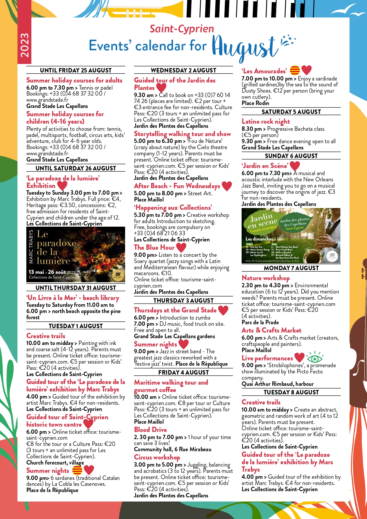 Event's calendar for August - EN